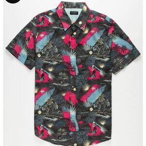 Stoic Cotton Hot Pink & Black Vintage Inspired Hawaiian Hula Surfer Shirt